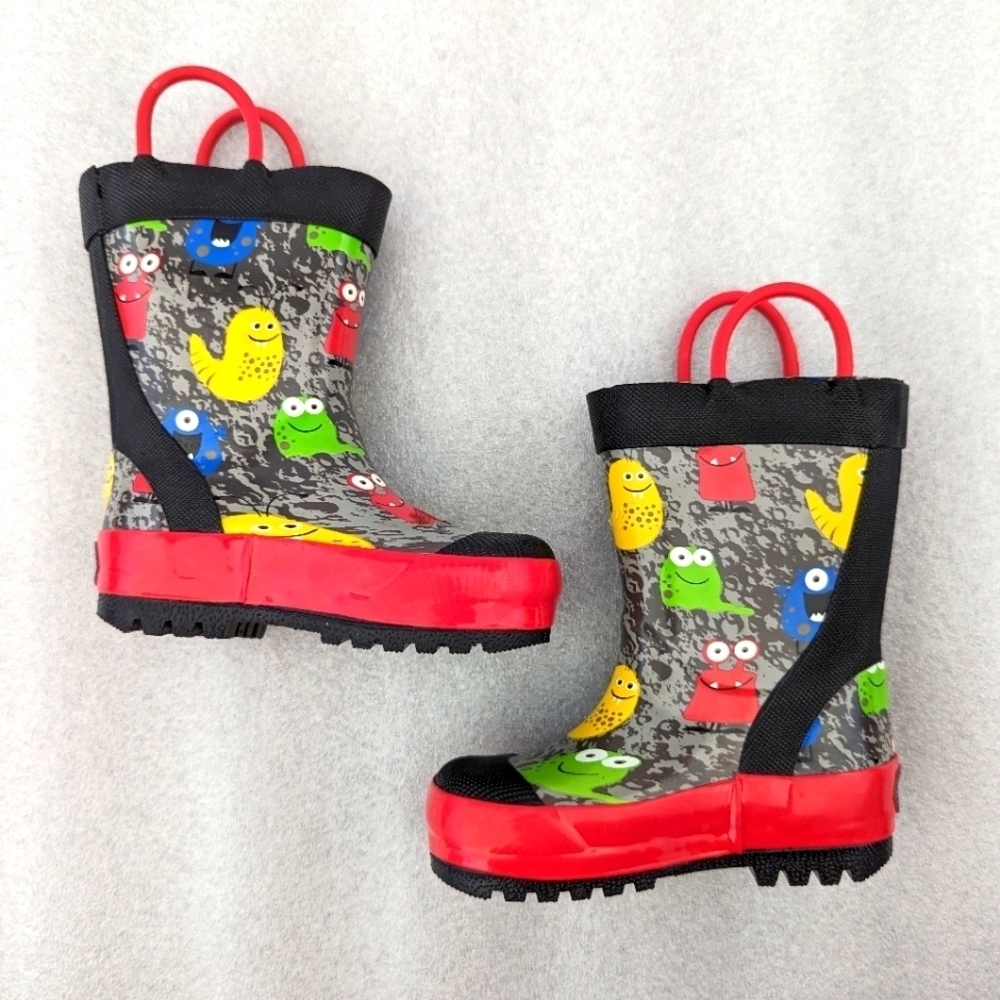Monster print rain boots for toddlers size 5